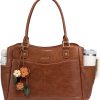 LOVEVOOK Laptop Bag for Women, Leather Vintage Work Tote Bag Computer Office Teacher Bag with Large Cup Holder