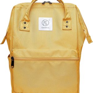 Kah&Kee Polyester Travel Backpack Functional Anti-theft School Laptop for Women Men (Yellow, Medium)