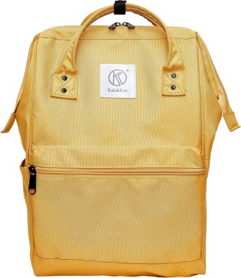 Kah&Kee Polyester Travel Backpack Functional Anti-theft School Laptop for Women Men (Yellow, Medium)